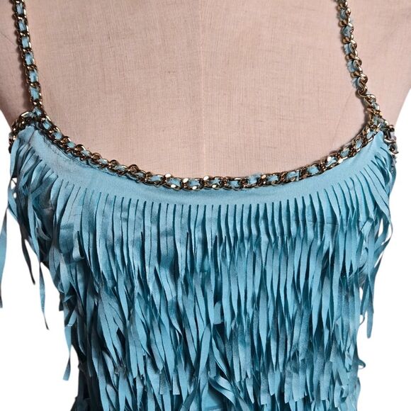 Agatha Stretch Green Fringe Mini Dress - Picture 2 of 7